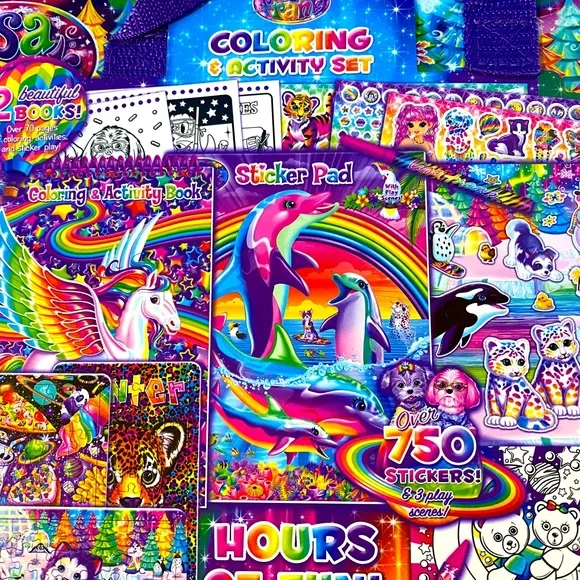 LISA FRANK TRIFOLD PORTFOLIO OVER 750 STICKERS 3 PUZZLES ACTIVITY SET MO… - Picture 13 of 16